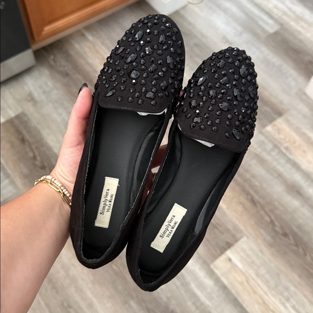 Simply Vera Vera Wang Black Beaded Flats